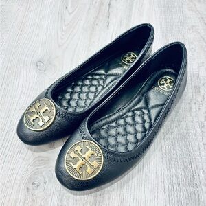 Tory Burch Black Medallion Ballet Flats Size 6